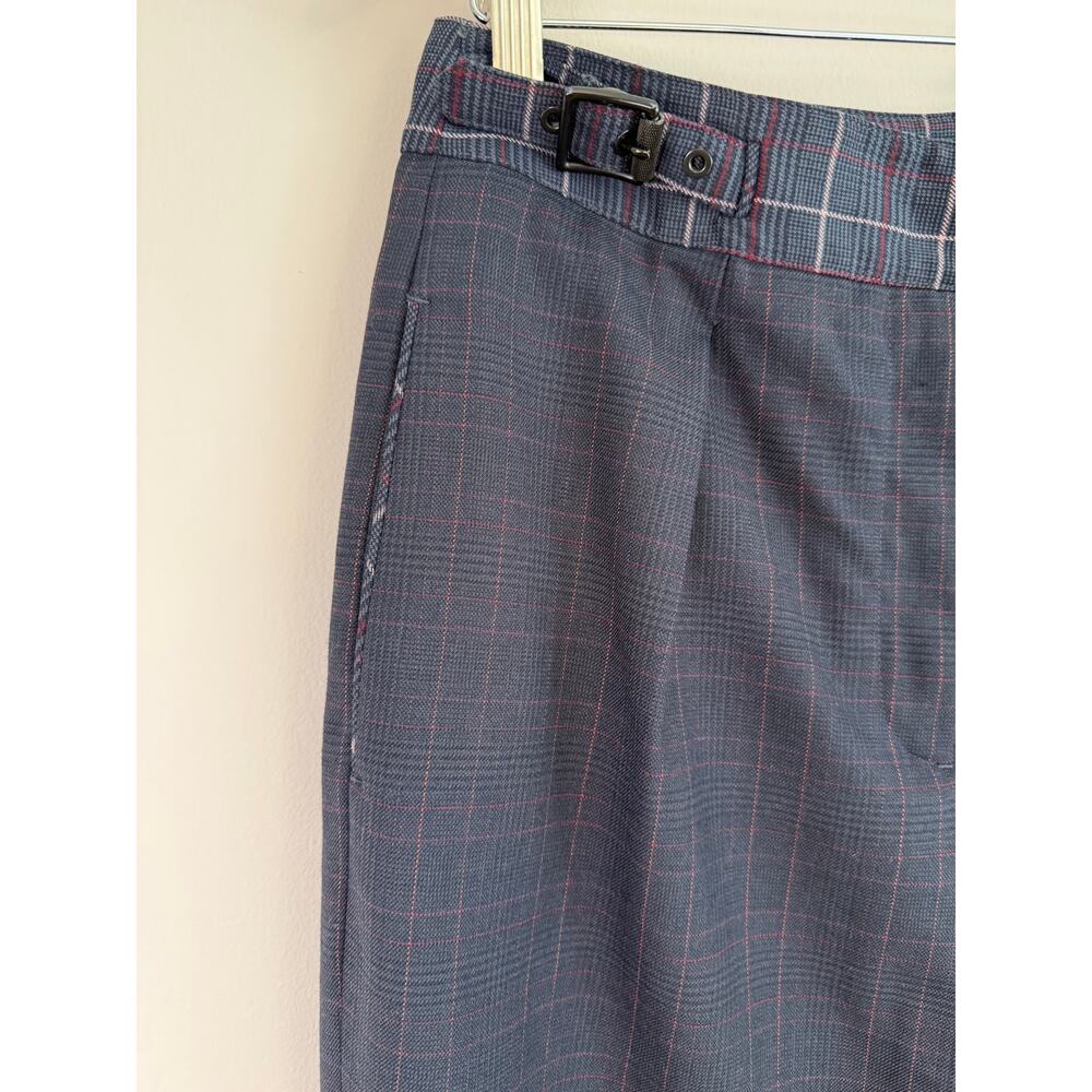 rag & bone James Plaid Wool-Blend Trousers Women’s Size 8 Navy Buckle Back - Picture 10 of 13